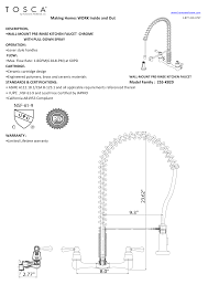 Pull down kitchen faucet sprayer are those with a detachable spray head attached to a hose that passes through the body of the faucet. Tosca 255 K820 Ss T 2 Handle Wall Mount Pull Down Sprayer Kitchen Faucet In Stainless Steel Specification Manualzz