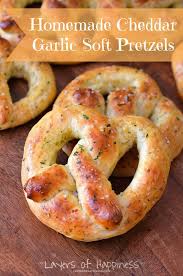 homemade cheddar garlic soft pretzels