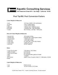 1 ccf or 100 cubic feet is a common volume in household natural gas and water billing approximately equal to 2.8316846592 cubic meters. Pool Tip 50 Pool Conversion Factors Aquatic Consulting Services