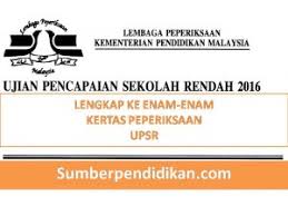 Tiga lagi komponen ialah pentaksiran bilik darjah (pbd), pentaksiran aktiviti jasmani, sukan dan kokurikulum (pajsk) serta pentaksiran. Upsr 2016 Lengkap Semua Kertas Peperiksaan Sumber Pendidikan