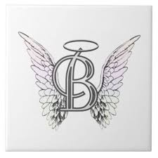 Letter B Initial Monogram With Angel Wings Halo Ceramic Tile Zazzle Com En 2020 Tatouage Lettre Tatouage Couronne Ailes D Ange