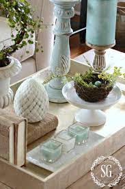 Spring Coffee Table Vignette Stonegable Coffee Table Decor Tray Decorating Coffee Tables Coffee Table Vignettes