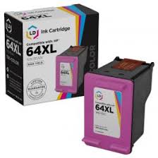 One hp 64xl black ink cartridge and one hp 64 standard yield tricolor ink cartridge. Hp 64xl Hy Tri Color Ink Cartridge Remanufactured N9j91an Reduced Prices 4inkjets