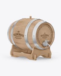 Wooden Barrel On Stand Mockup In Barrel Mockups On Yellow Images Object Mockups
