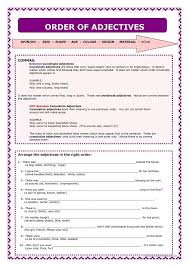 Word Order Of Adjectives English Esl Worksheets Order Of Adjectives Adjective Worksheet Order Of Adjectives Worksheet