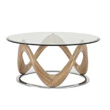 With its ornate carvings and luxe materials, the. Dunic Glass Coffee Table Round In Sonoma Oak And Chrome Sale