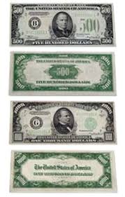500 dollar bill for sale. Us Paper Currency 500 Bill And 1 000 Bill Currency And Coin