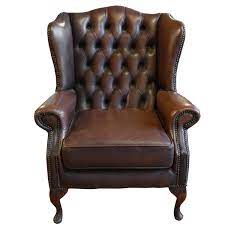 Tufted Leather Wing Chair 1stdibs Com Leather Wing Chair Wing Chair Leather Wingback Chair