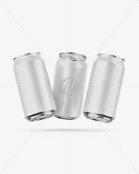 Three Metallic Cans W Matte Finish Mockup In Can Mockups On Yellow Images Object Mockups