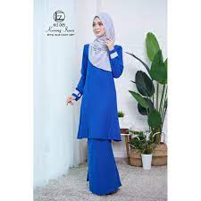 Bila dapat baju tak tau nak pakai tudung warna apa? Sale Baju Kurung Moden Izara Nursing Muslimah Kualiti Baik Royal Blue Light Grey Shopee Singapore