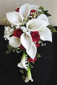 Cheap wedding bouquets, buy quality weddings & events directly from china suppliers:white hot artificial calla lilies bright acrylic flowers artificial calla flower handmade acrylic paintings blush pink wedding calla decor teardrop brooch bouquet bouquet bridal calla picture teardrop bouquet green. Red Roses Off White Calla Lilies Cascading Bouquet Calla Lily Bouquet Red Bouquet Wedding Lily Bouquet