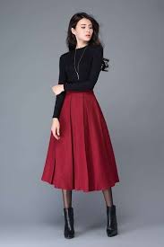 77 Cute Outfit Ideas 119 Long Skirt Outfits Long Wool Skirt Red Long Skirt