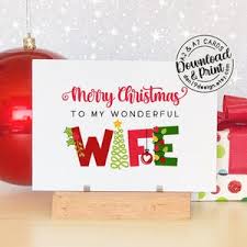 Printable Christmas Card for Wife, Merry Christmas Wife Card, Xmas Card  Wife, Season Greeting Card for Wife, Instant Digital Download Card.
