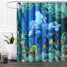 Check spelling or type a new query. 1 3 4pcs Waterproof Bathroom Set 3d Deep Sea Dolphin Shower Curtain With Hooks Bath Mat Non Slip Rug Lid Toilet Cover For Home Decor Gift Walmart Com Walmart Com