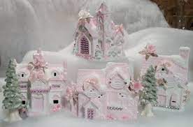 February 27, 2016 tammy decorations 0. Shabby Chic Christmas Village Houses Done In Soft Pink And White With Glass Glitter Roses Trims Pink Victorian Christmas Pink Christmas Chic Christmas Decor