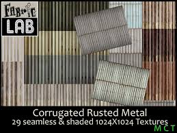 A rusted corrugated metal ceiling enhances this interior, giving it an industrial edge. Second Life Marketplace Fabric Lab Seamless Corrugated Steel Rusted Metal Distressed Texture Set