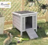 Amazon.com: PawHut Pequeña jaula de madera para conejos ...