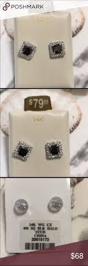 Piercing Pagoda 14 K Wg Cz Stud Earrings Nwt 14k Sq Blk Halo Stud Earrings See Pictures For Description Piercing Pag Piercing Pagoda Cz Stud Earrings Black Cz