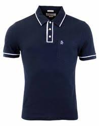 Original Penguin Earl Retro Mod Tipped Polo Top Dark Sapphire Original Penguin Tops Shirts