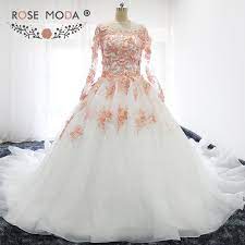 Gloria vanderbelt wedding dress size 6 lace embroidery pearls pink roses. Rose Moda Long Sleeves White Ivory Wedding Dress With Blush Pink Lace Flower Royal Train Puffy Winter Ball Gown Removable Jacket White Ivory Wedding Dress Wedding Dressivory Wedding Dress Aliexpress