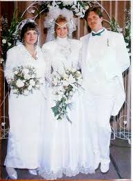 Lynda On Her Wedding Day To Third Husband Doug Cronin Poses With Her Son Nick Wedding Bridesmaid Dresses Wedding Dresses