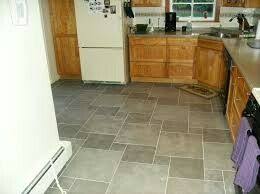 Hard To Find Gray Floors And Honey Oak Cabinets But I Found A Few Tile Floor Kitchen Floor Tile Patterns Patterned Kitchen Tiles