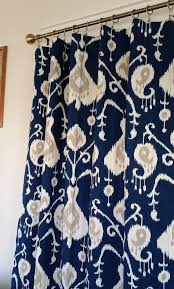 Pair Navy Blue Ikat Curtain Panels Drapes Magnolia Home Java Ikat Cotton Window Curtain Ikat Curtains Curtains Girls Room Colors