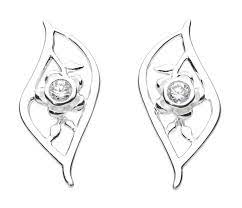 Kit Heath Sterling Silver And Cubic Zirconia Flowing Flower Stud Earrings 40357cz Flower Earrings Studs Flower Studs Stud Earrings