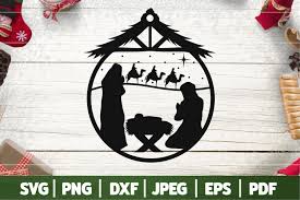 In order to use this file you must credit the author with the a link back to this page. True Story Christmas Nativity Scene Svg Christmas Ball Svg 1022676 Cut Files Design Bundles
