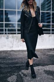 Slip Dress And Leather Jacket Casual Dress Outfits Slip Dress Outfit Fashion