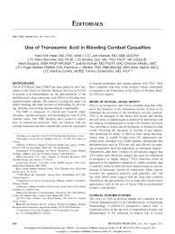 Mat belcher and will ryan, australia. Pdf Use Of Tranexamic Acid In Bleeding Combat Casualties Hans Erik Heier And Anne Sailliol Academia Edu