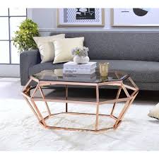 Clifton Smoky Glass And Rose Gold Coffee Table Coffee Table Eclectic Coffee Tables Rose Gold Coffee Table