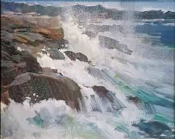 Mike Hernandez Aggressive Shores Australia 8x10 In Gouache Gouache Sea Painting Seascape Paintings