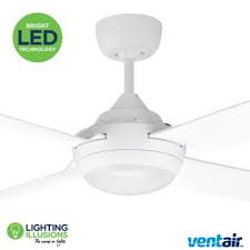 We like having a ceiling fan however we do not find them attractive. White Ventair Spinika 48 Cct Led Light Indoor Outdoor Ceiling Fan Lighting Illusions Online
