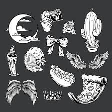 Compliments and good mood ! Download Premium Vector Of Cool Black And White Sticker Set Design Black And White Stickers White Stickers Sticker Set