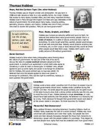 Thomas Hobbes 6th 12th Grade Worksheet Social Studies Worksheets Social Contract Thomas