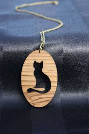 Lasercut Cat Silhouette Necklace Silhouette Necklace Wood Jewelery Wooden Jewelery