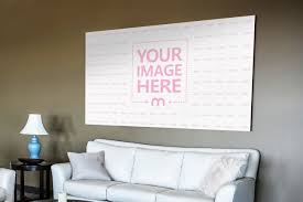 It is easy to customize graphics — all you need is open the psd file in adobe photoshop and accomplish a few steps using smart objects. Large Painting On Living Room Wall Mockup Mediamodifier