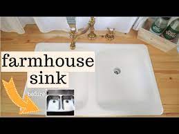 Today i'd like to show you how to resurface your kitchen sink for about $35! How To Farmhouse Sink Diy Painting My Stainless Sink White Youtube