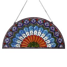 Maybe you would like to learn more about one of these? Bieye W10034 Peacock Feather Tiffany Style Stained Glass Window Panel Hangings With Chain 36 Inches Wide Half Round Shape Buy Online In Bahamas At Bahamas Desertcart Com Productid 111864231