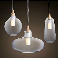 Modern Glass Pendant Light Natural Curved Transparent Pendant Lamp Wooden Lamp Head Hangin Modern Glass Pendant Light Glass Pendant Light Drop Ceiling Lighting