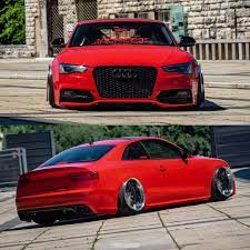 Tuning Family On Instagram Crazy Alextrepador Goodmorning Buddies Awesome Red Audi Bagged Rs5 Au Red Audi Audi S5 Audi Cars