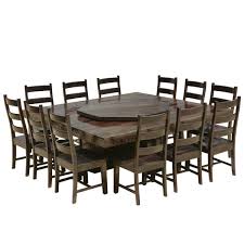 Modern Pioneer Solid Wood Lazy Susan Pedestal Dining Table Chair Set In 2020 Large Square Dining Table Large Dining Room Table Square Dining Room Table