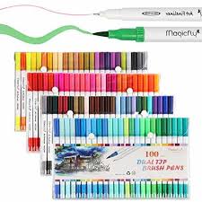 Dual Tip Marker Pens 100 Colors Magicfly Watercolor Dual