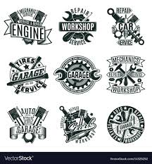 Monochrome Car Repair Service Logos Set Royalty Free Vector Affiliate Repair Service Monochrome Car A Garage Logo Car Repair Service Mechanics Logo