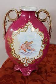 Victoria austria china pink floral pattern. Hand Painted Porcelain Pair Of Vase By Victoria Carlsbad Austria 1895 At 1stdibs