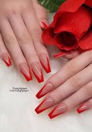 You should try out this time with the red shade. Pin By Serenity On Must Have Nails Red Tip Nails Red Acrylic Nails French Tip Nail Designs