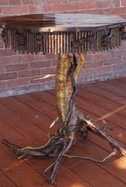 Www Lpostrustics Com Adirondack Rustic Accent Table With Frilly Sticks And Burls On A Yell Rustic Furniture Design Adirondack Rustic Furniture Rustic Furniture