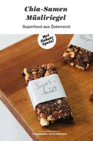 Chia Musliriegel Mit Kakao Oder Superfood Aus Osterreich Superfood Musliriegel Lebensmittel Essen