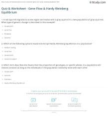 Quiz Worksheet Gene Flow Hardy Weinberg Equilibrium Study Com